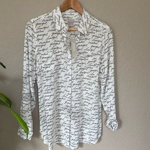 CHICO’S word print half-placket blouse